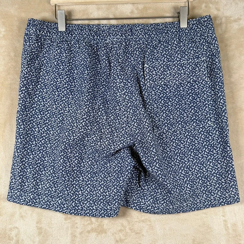 Psycho Bunny Mens Navy White Maze Print Swim Trunks B6W184D1NS Size L